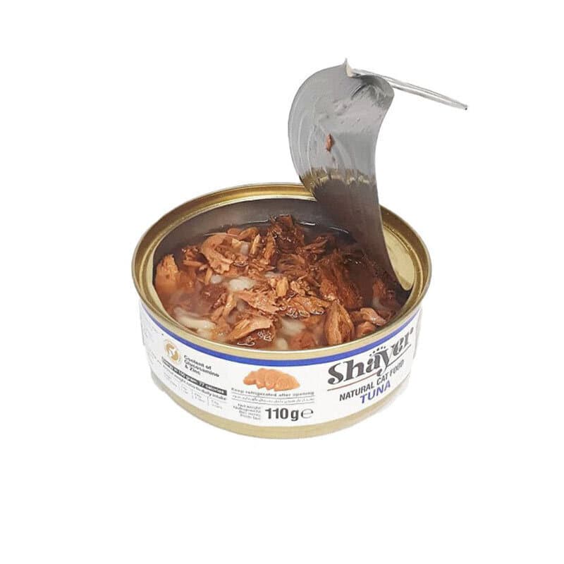 کنسرو نچرال غذای گربه با طعم ماهی تن شایر Shayer Natural With Tuna وزن 110 گرم — تصویر ۴
