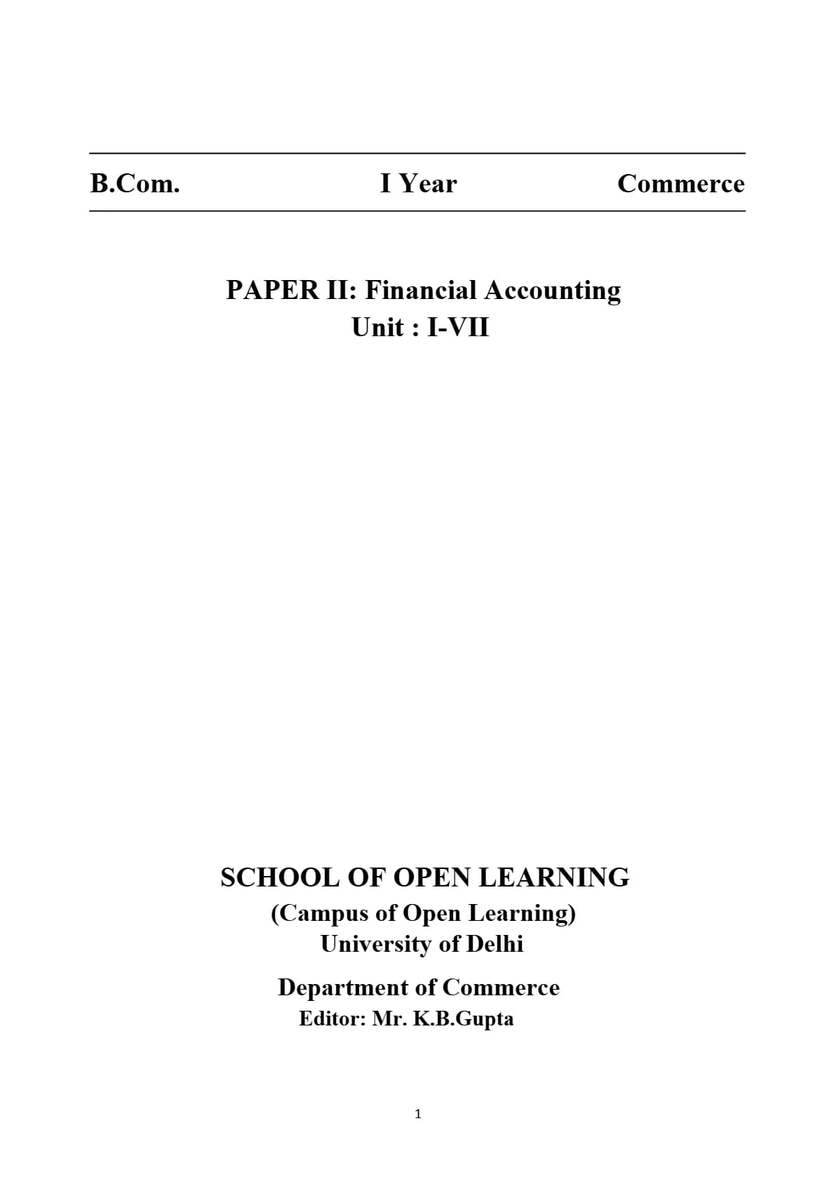 کتاب B.Com Financial Accounting (حسابداری مالی کارشناسی بازرگانی) نسخه انگلیسی PDF