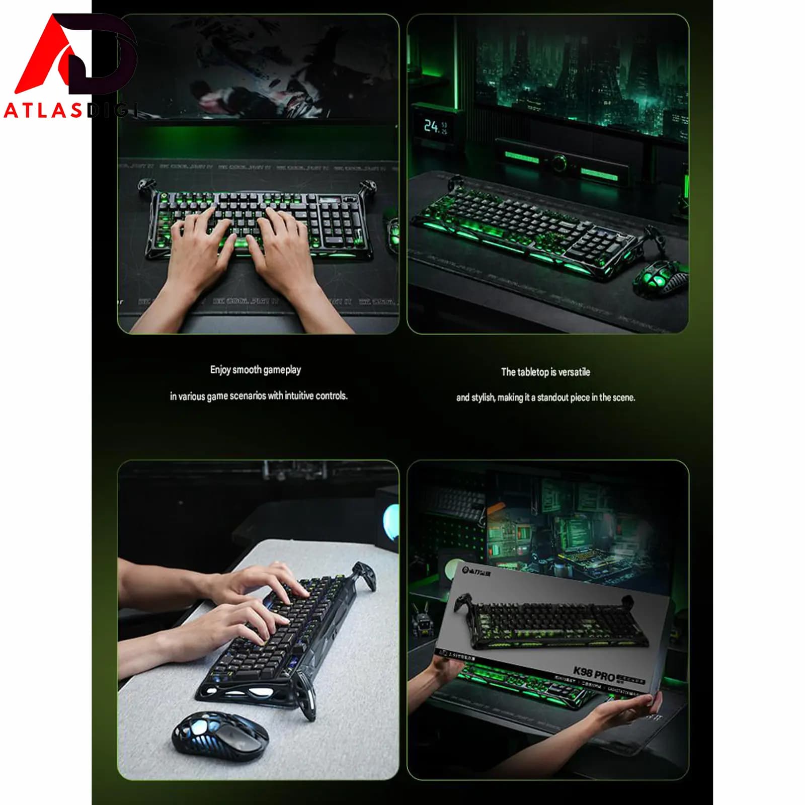 کیبورد مکانیکال گیمینگ گراواستار Gravastar Mercury K98 PRO Mechanical Gaming Keyboard | Aluminum Alloy Frame | Smart Display — تصویر ۶