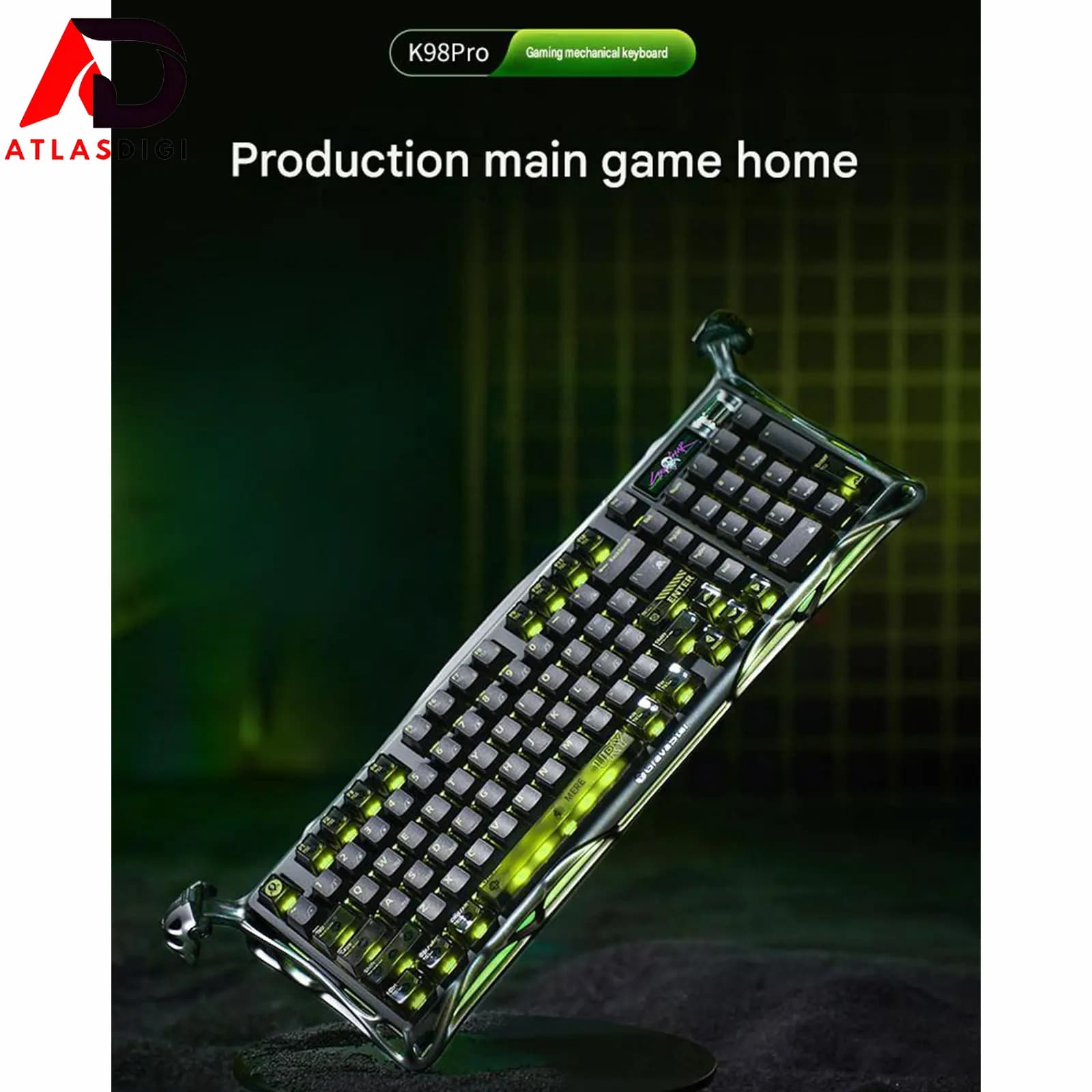 کیبورد مکانیکال گیمینگ گراواستار Gravastar Mercury K98 PRO Mechanical Gaming Keyboard | Aluminum Alloy Frame | Smart Display — تصویر ۷