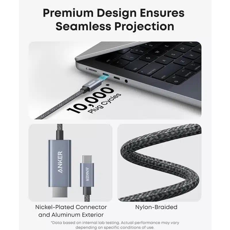 کابل تبدیل USB-C به HDMI انکر A87E0، طول 1.8 متر — تصویر ۳