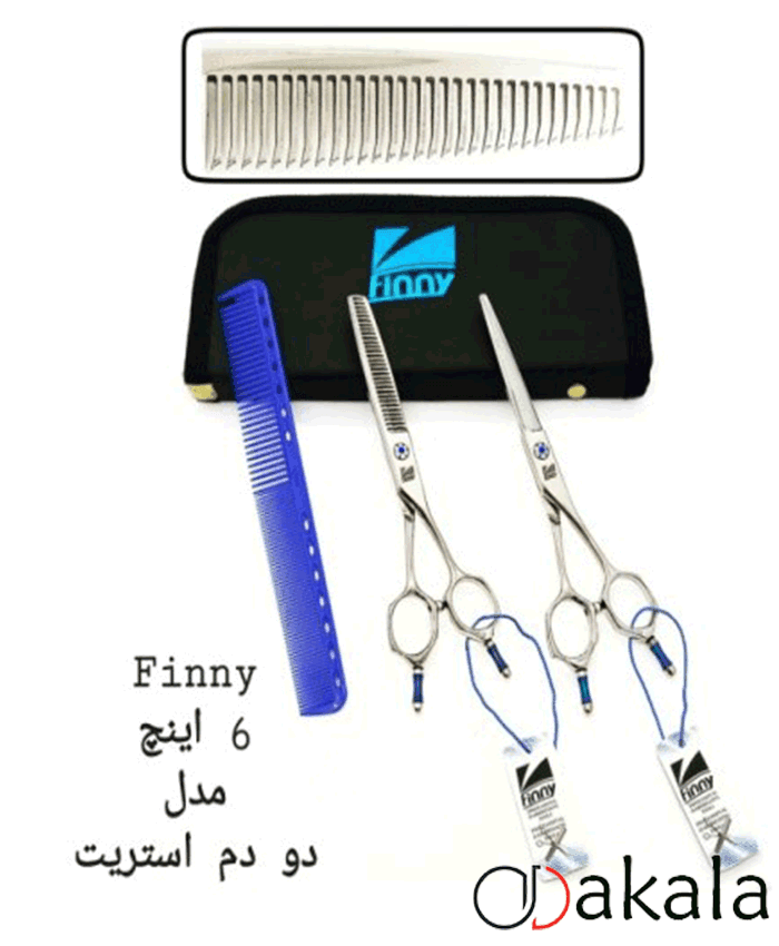 ست قیچی آرایشگری 6 اینچ فینی دو دم استریت