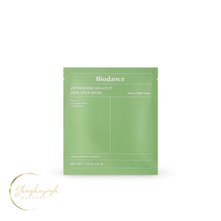 ماسک ورقهای آبرسان و آرامشبخش بایودنس جلبک دریایی ۳۴ گرم Biodance Refreshing Sea Kelp Mask