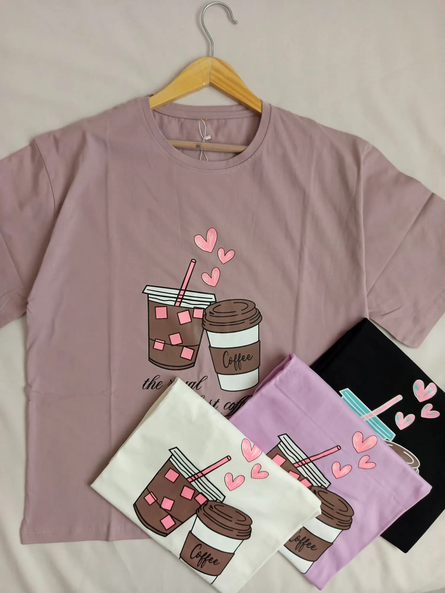 تیشرت نخی زنانه باکسی مدل coffee