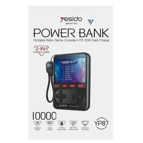 کنسول بازی رترو 2 در 1 و پاوربانک 10000 هزار یسیدو مدل Yesido YP87 Gaming power bank — تصویر ۹