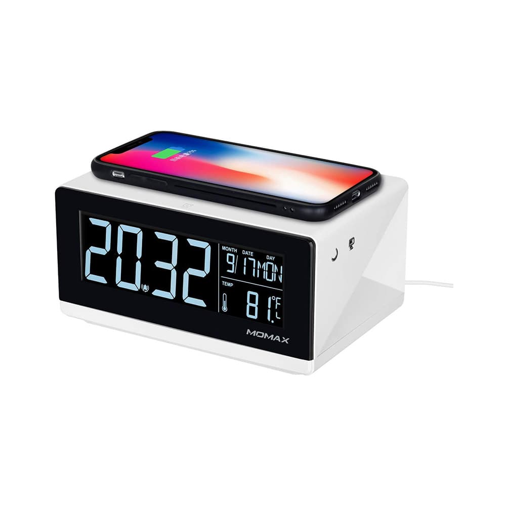 ساعت و شارژر وایرلس مومکس مدل Momax QClock Digital Clock QC1CNW