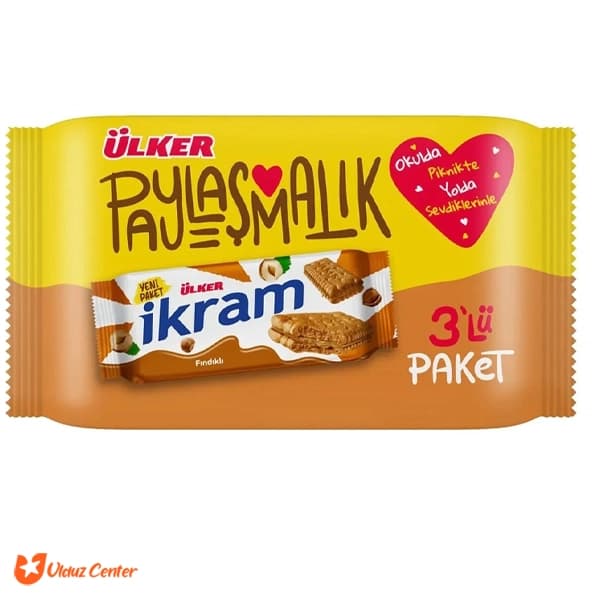 بیسکوئیت فندقی اولکر مدل Ikram بسته 3 عددی 252 گرم