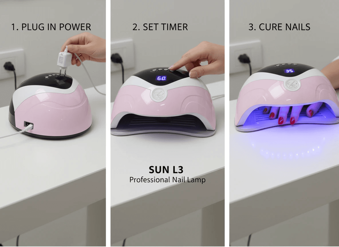 دستگاه UV/LED SUN L3 168W مدل Professional Nail Lamp از فروشگاه جام کوزارکس JamCosrx دستگاه خشککن ناخن سالنی با توان ۱۶۸ وات، سنسور هوشمند و تایمر دیجیتال — تصویر ۷