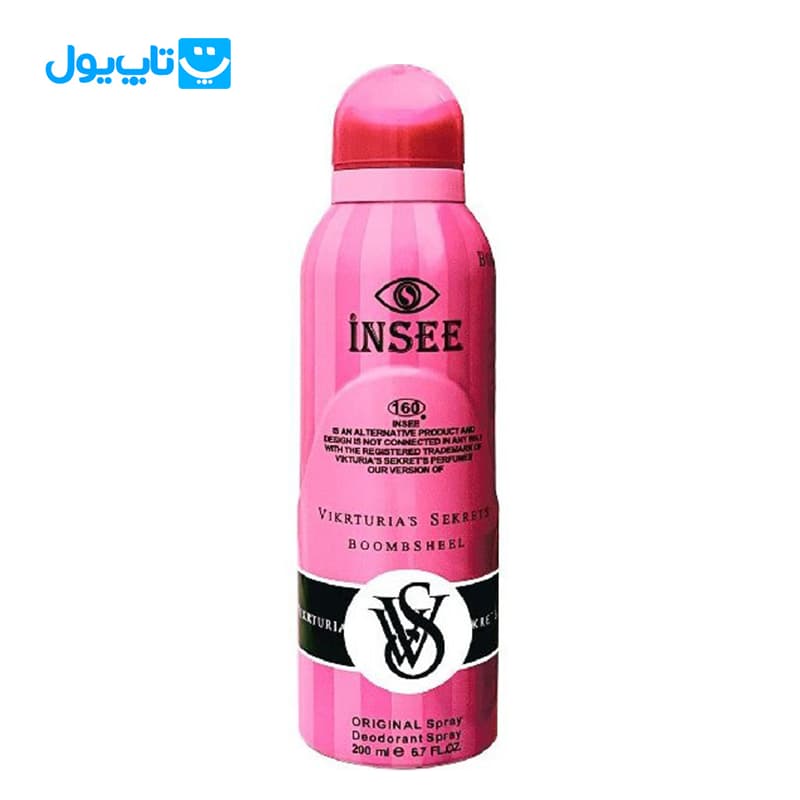 اسپری خوشبوکننده بدن اینسی INSEE رایحه ویکتوریا سکرت بامبشل Victoria’s Secret Bombshell حجم 200 میلیلیتر