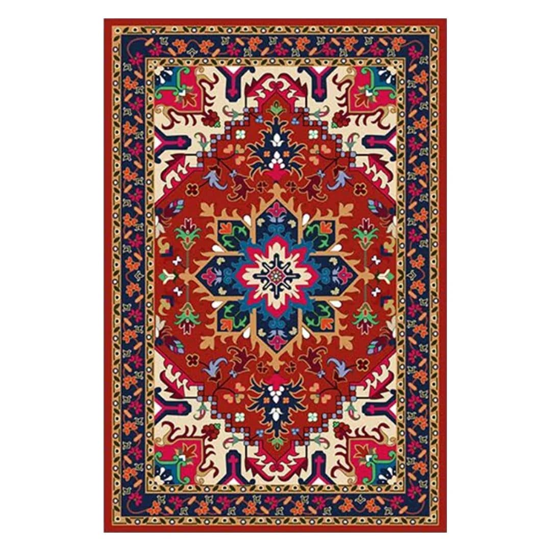 فرشینه مخمل ترک طرح عشایری سرخ رنگین کد O146