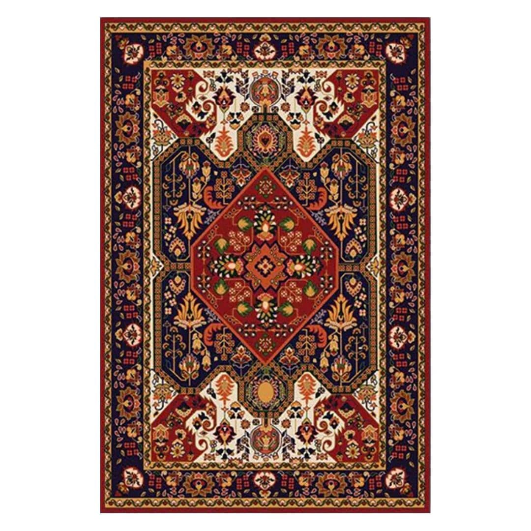 فرشینه مخمل ترک طرح عشایری لوزی سرمه ای کد O126