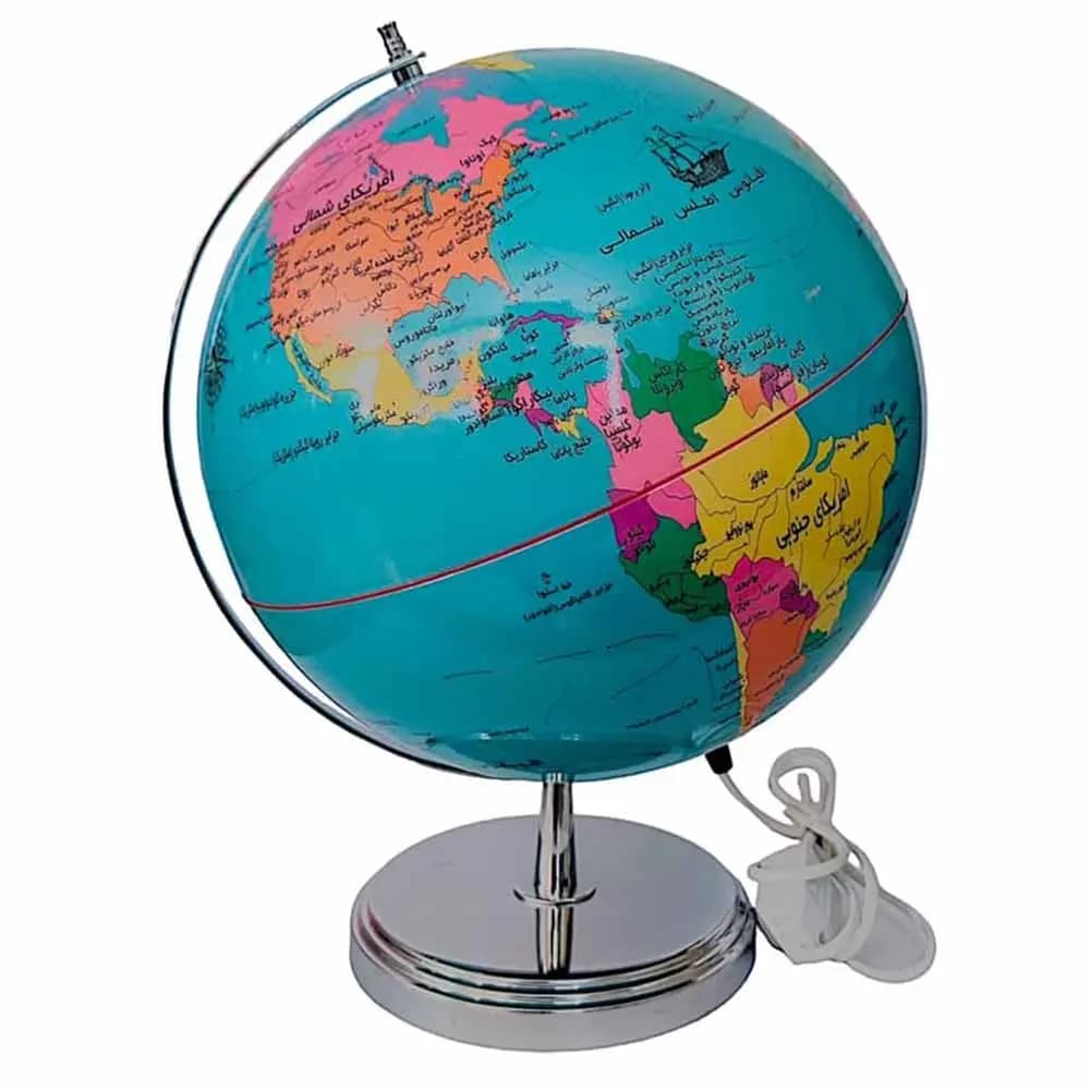 کره جغرافیایی سایز 30 چراغ دار دکوراتیو پایه فلزی مدل ایده 129 — تصویر ۴