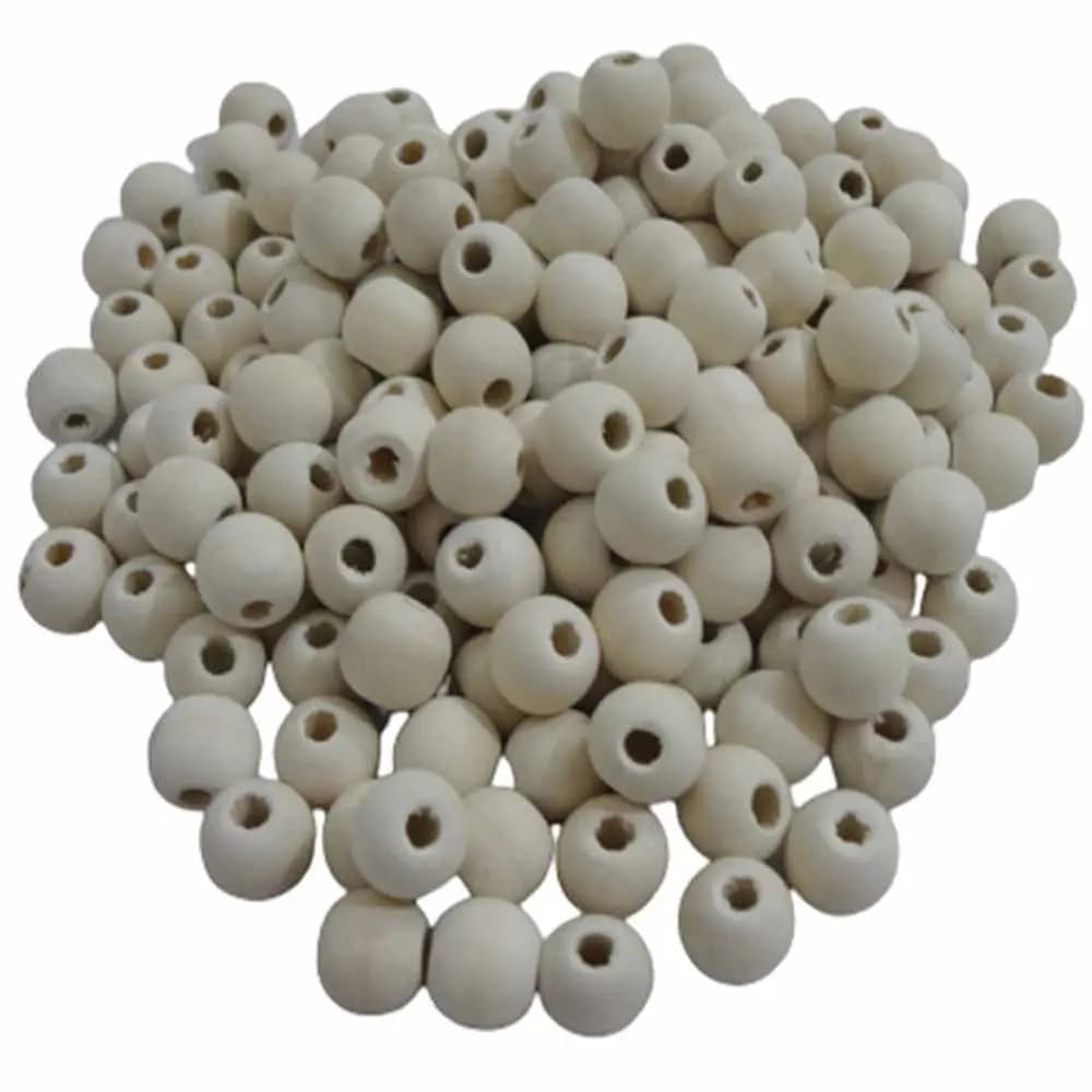 مهره چوبی مکرومه خام بسته 100 گرمی (سایز بندی)
