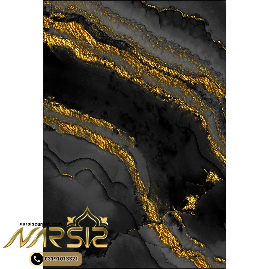 فرشینه پذیرایی طرح شاهانه رنگ مشکی طوسی کد 8023