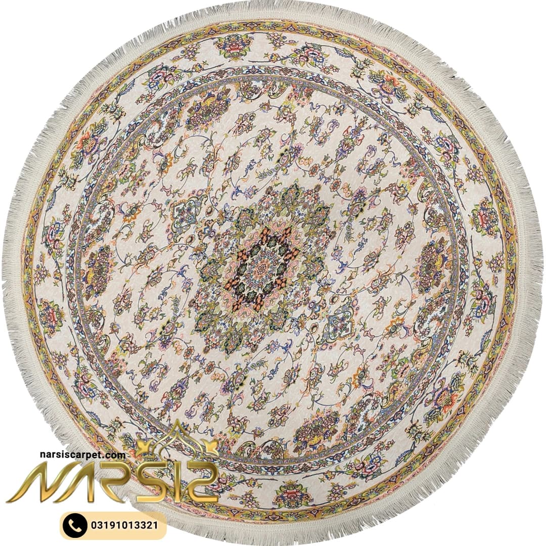 فرشینه استپدار گرد کد 9044 طرح فرش