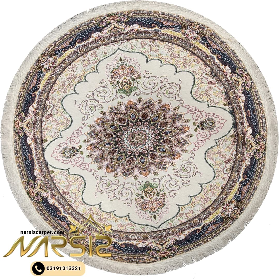 فرشینه گرد استپدار کد 9019 طرح فرش