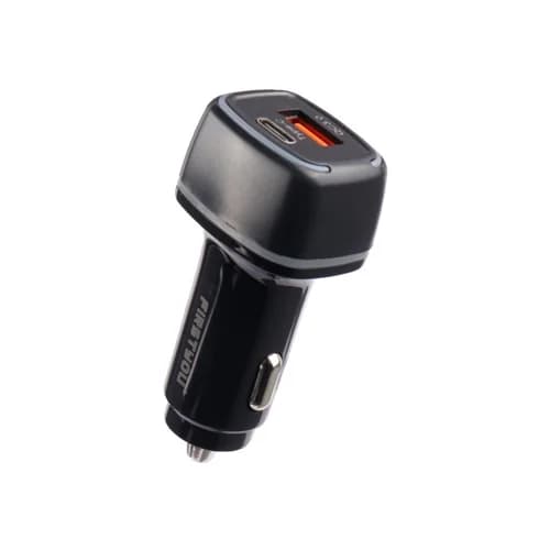 شارژر فندکی FIRSTYOU مدل F022 38W با دو پورت PD و QC 3.0 و بدنه فلزی مقاوم