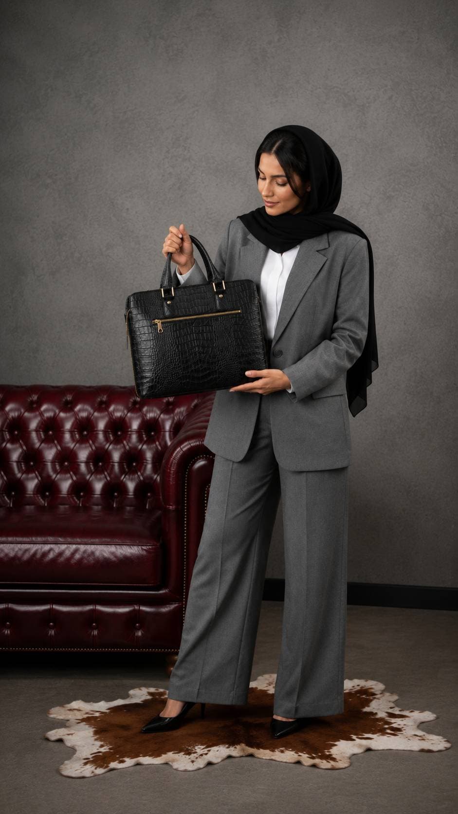 کیف اداری زنانه چرم طبیعی bh31