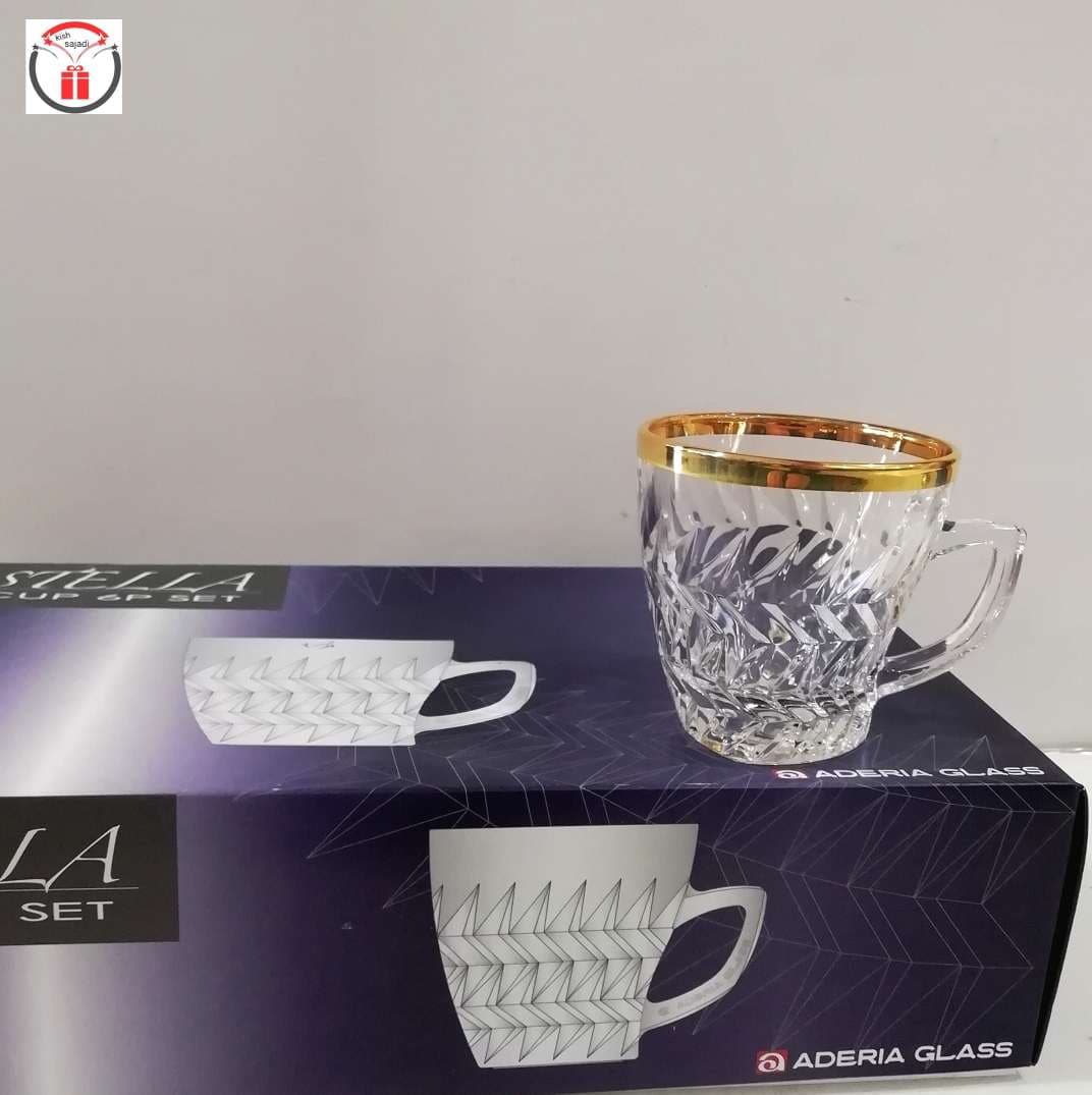 فنجان دسته دار شش عددی لب طلا استلا