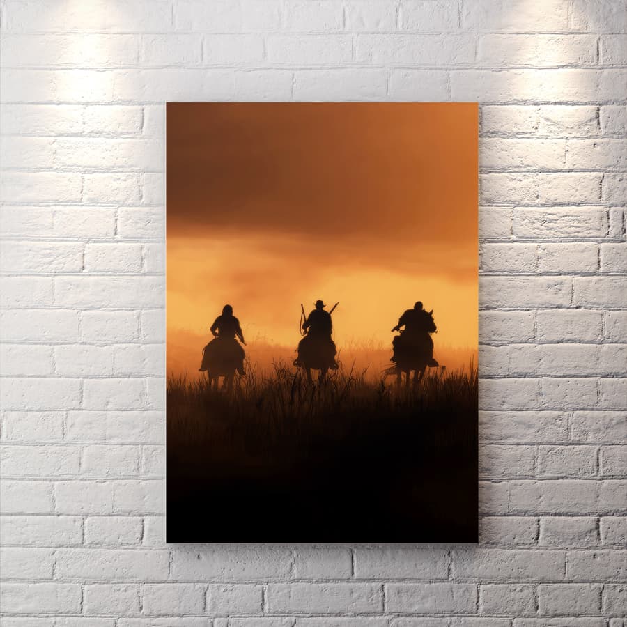 تابلو شاسی گیمینگ طرح Red Dead Redemption 2 با زمینه غروب آفتاب WAs-1056