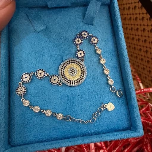دستبند نقره زنانه طرح چشم نظر وزن 10 گرم