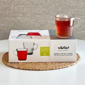 لیوان شیشه ای دسته دار پایه دار شیاردار 2485