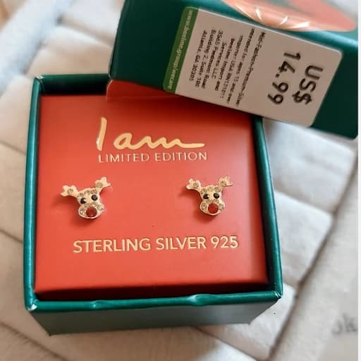 گوشواره نقره عیار925 گوشواره گوزن نقره با پک هدیه