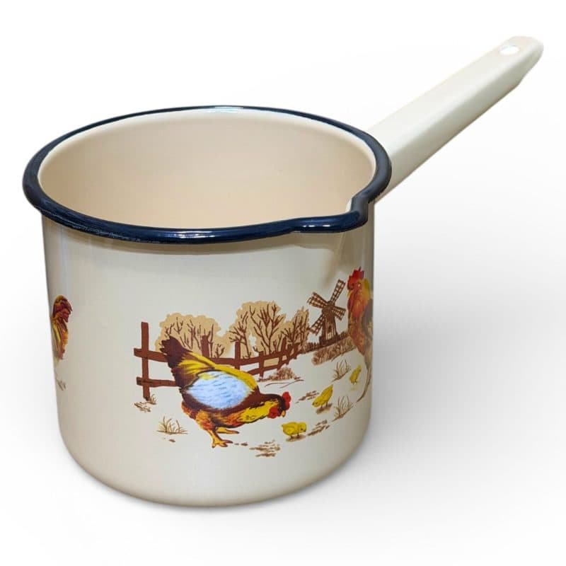 شیرجوش لبه دار 1.4 لیتری لعابی روس خروس مزرعه 7687 — تصویر ۴