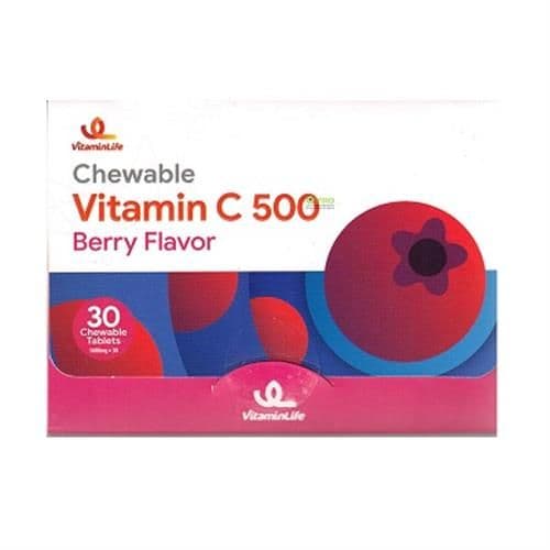 قرص جویدنی ویتامین C 500 میلی گرم ویتامین لایف طعم انواع توت (30 عدد)