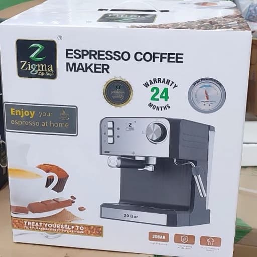 قهوه ساز ،اسپرسوساز زیگما مدل KJ60B850 وات، 20 بار، مخزن 1.6 لیتری، تهیه اسپرسو و کاپوچینو — تصویر ۲