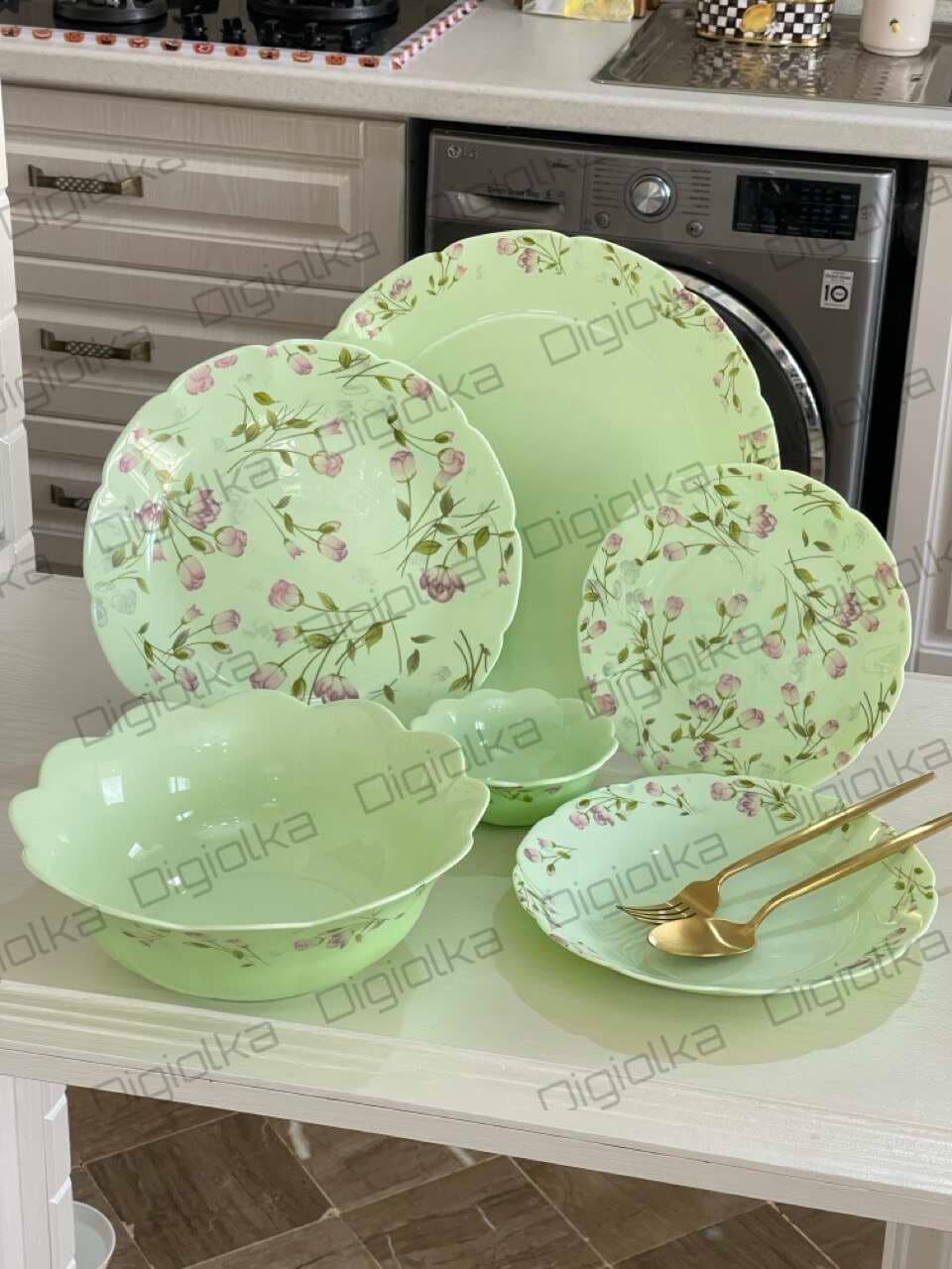 سرویس غذاخوری ۲۶ پارچه آرکوپال گلدن اپال طرح رویسا سبز
