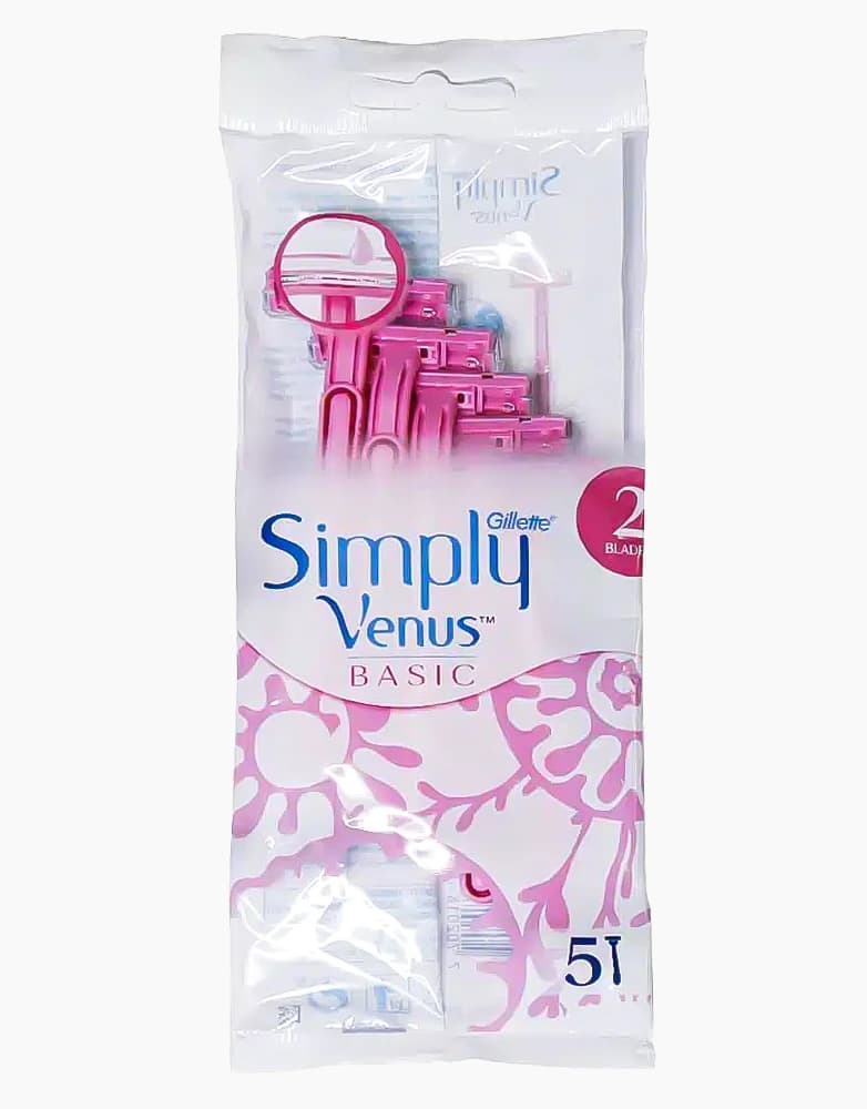 تیغ اصلاح 2 لبه ونوس SIMPLY مدل BASIC | بسته 5 عددی