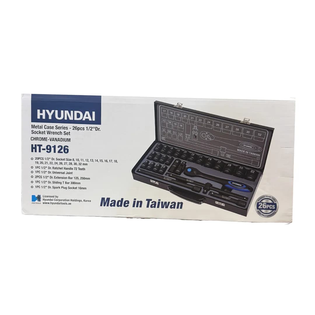 جعبه بکس فشار قوی هیوندای 26 پارچه 1/2 اینچ مدل HT-9126 — تصویر ۸