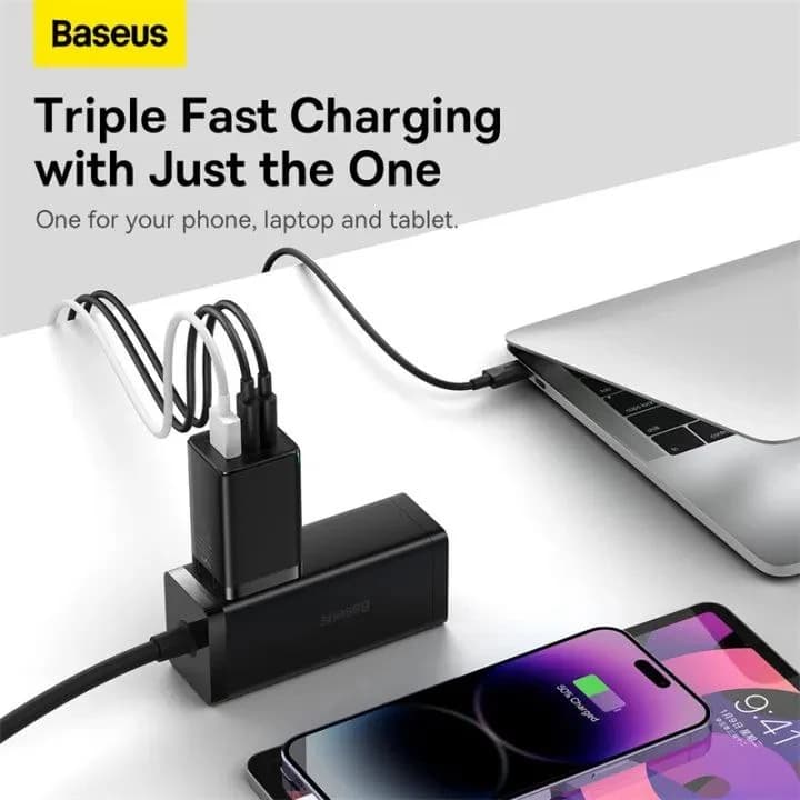 شارژر دیواری باسئوس مدل GAN5 PRO 65W به همراه کابل USB-C — تصویر ۷