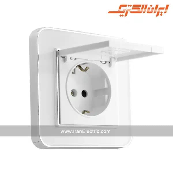 پریز برق ارت دربدار ارس سیلور سفید میان سفید