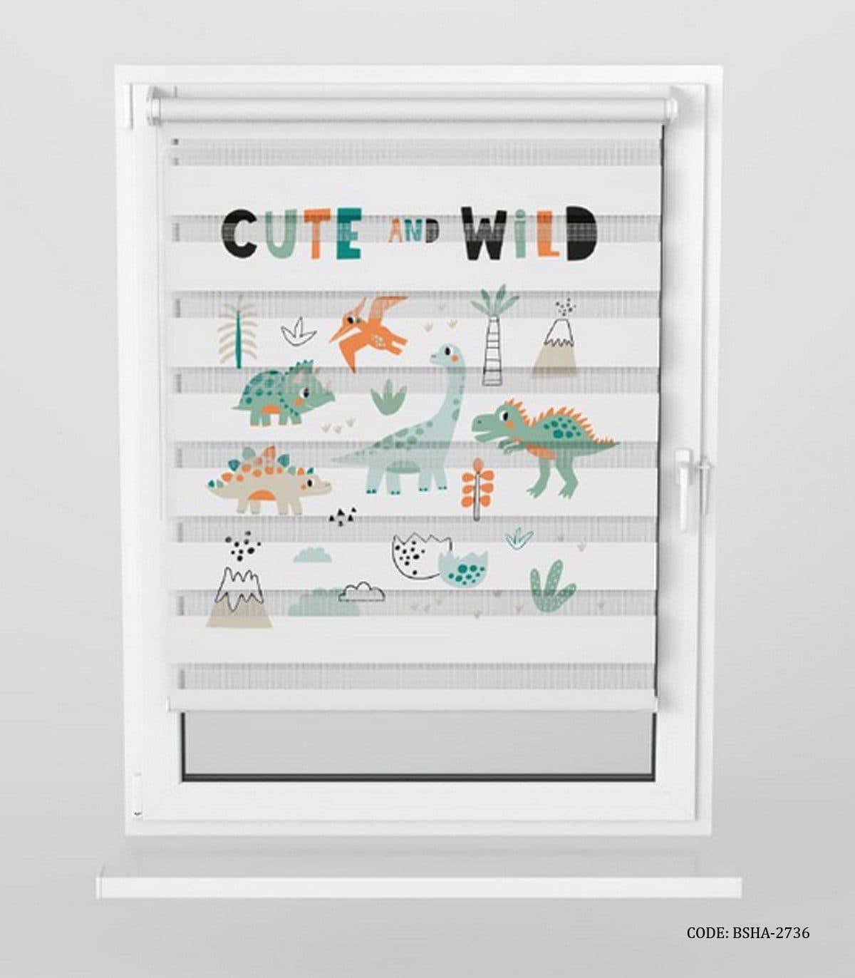 پرده زبرا اتاق کودک پسر طرح دایناسوز مدل Cute and Whild