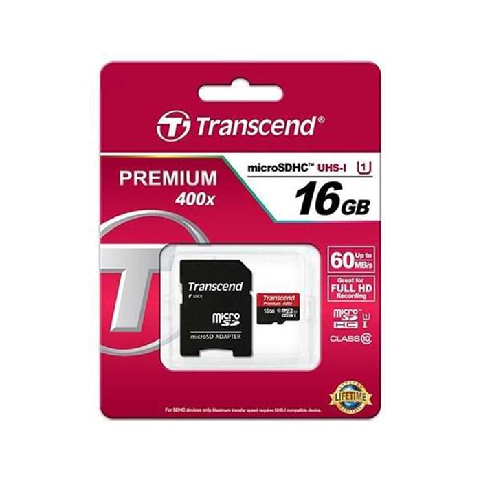 مموری میکرو Transcend Class10 U1 400x 60MB/S 16GB — تصویر ۲