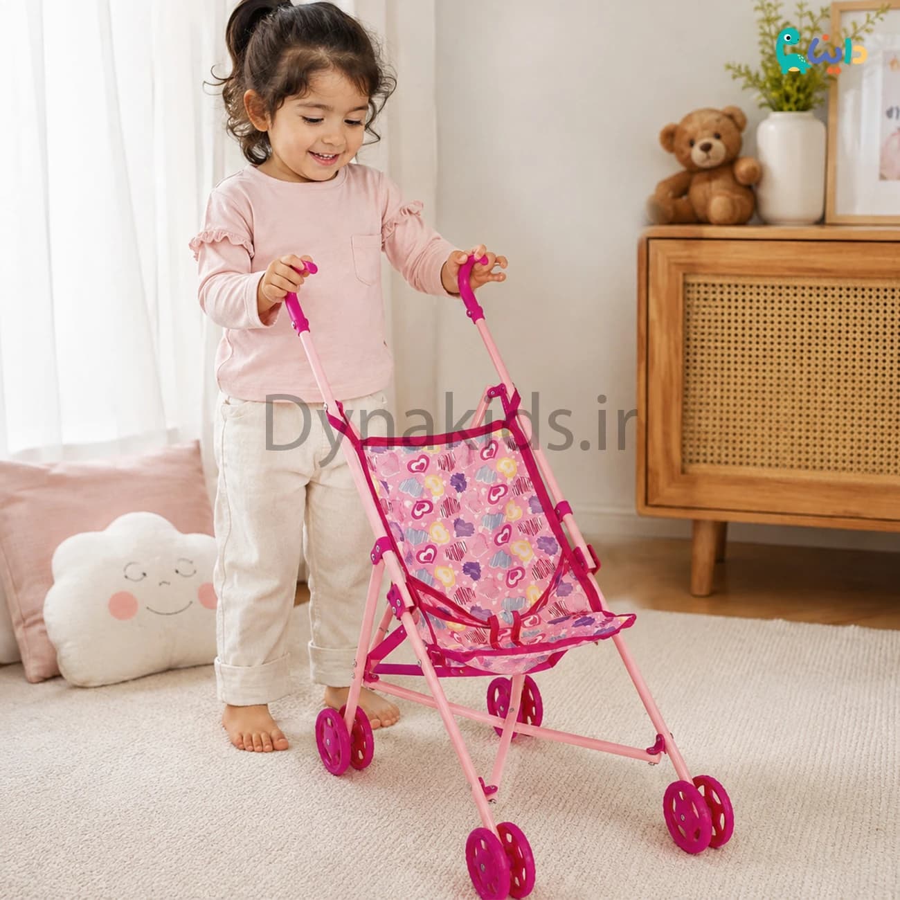 کالسکه عروسک تمام فلزی صورتی