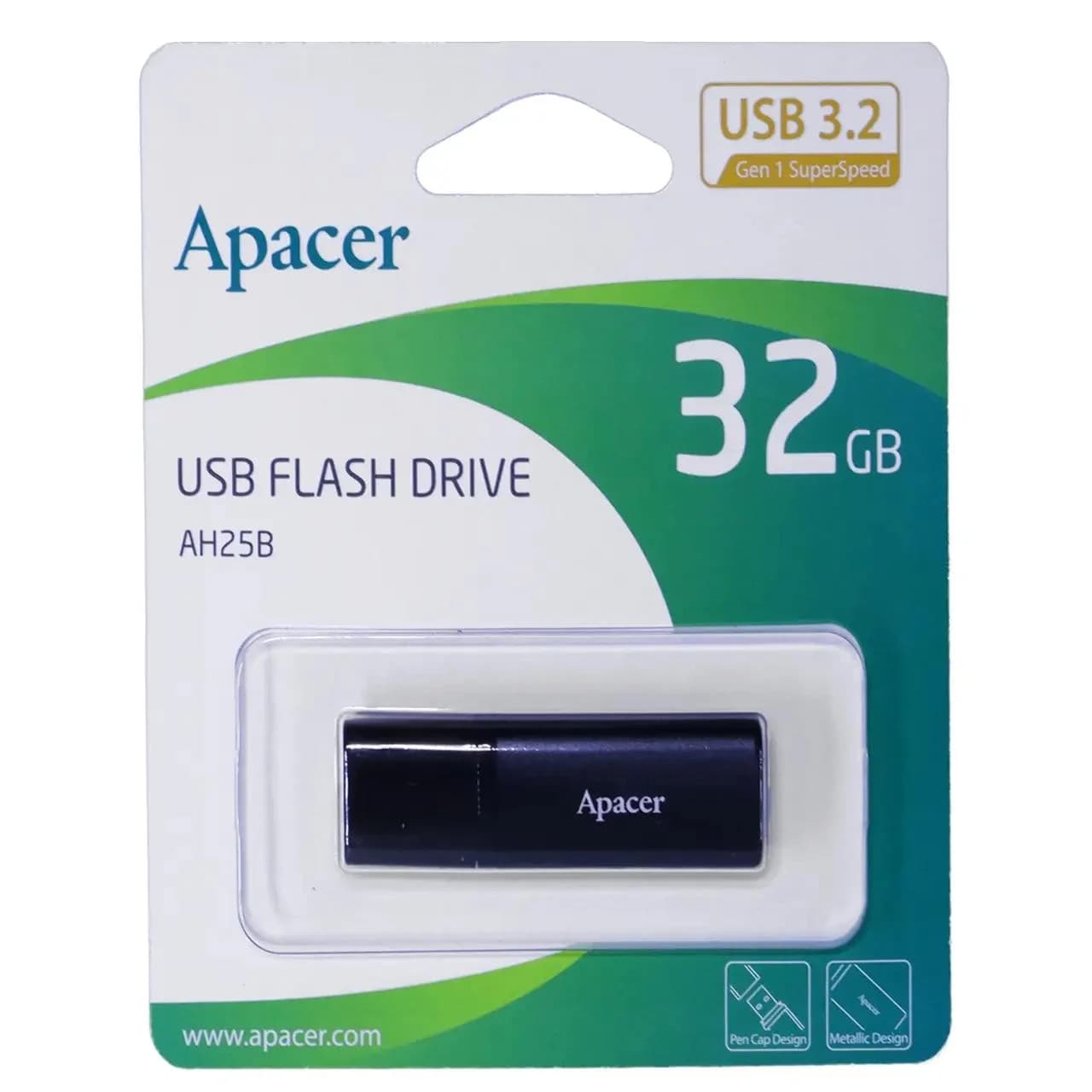 فلش مموری Apacer مدل AH25B USB3.2 ظرفیت 32GB – مشکی (گارانتی آسان سرویس)