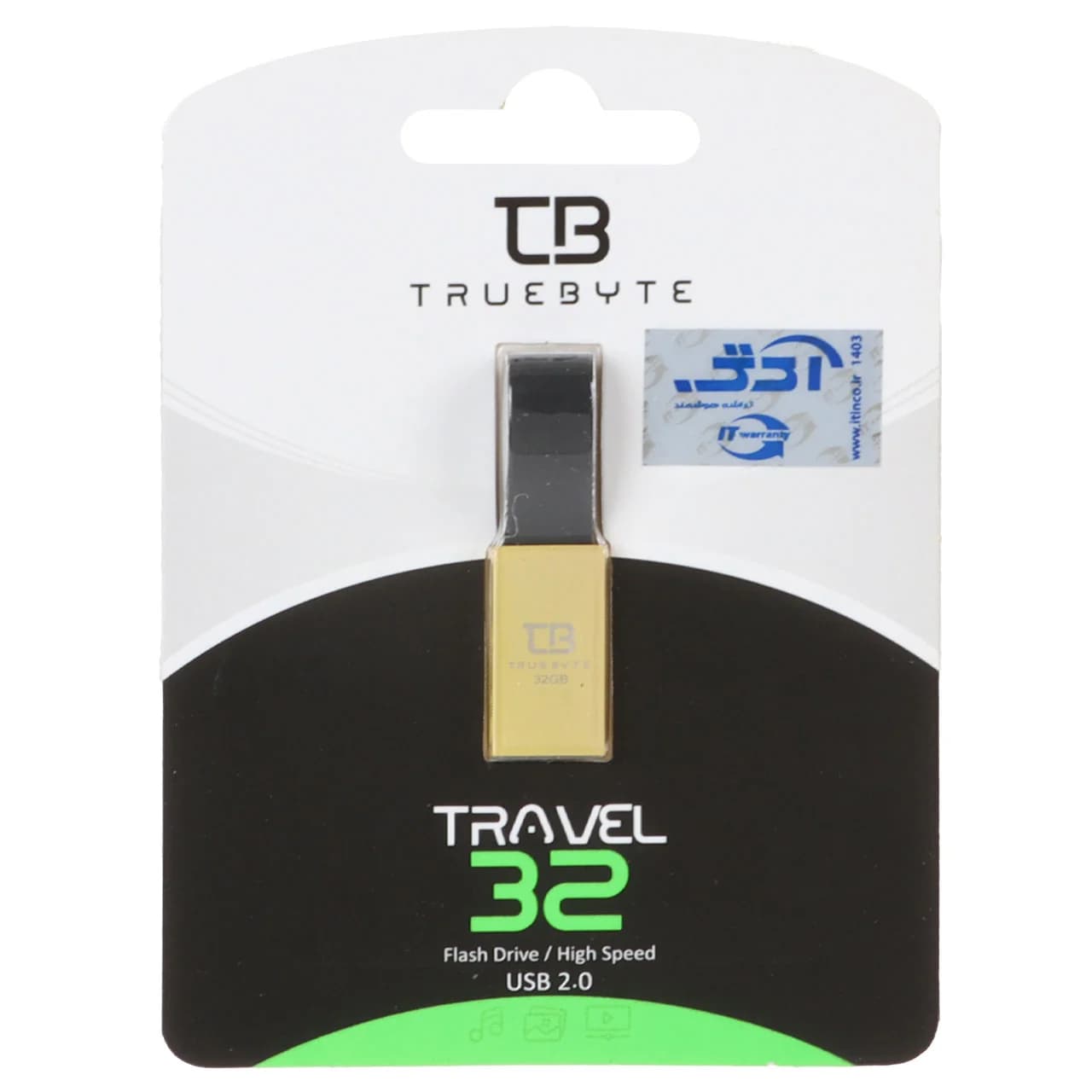 TRUEBYTE TRAVEL USB2.0 Flash Memory – 32GB طلایی (گارانتی مادام العمر شرکت آی تین)