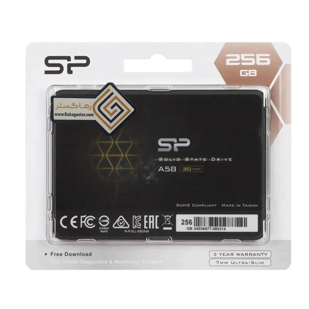هارد Silicon Power SSD مدل A58 ظرفیت 256GB – مشکی (گارانتی GSM سرویس رهاگستر)