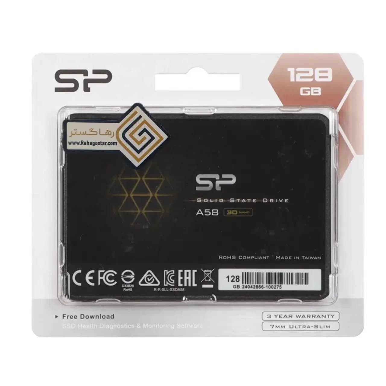 هارد Silicon Power SSD مدل A58 ظرفیت 128GB – مشکی (گارانتی GSM سرویس رهاگستر)