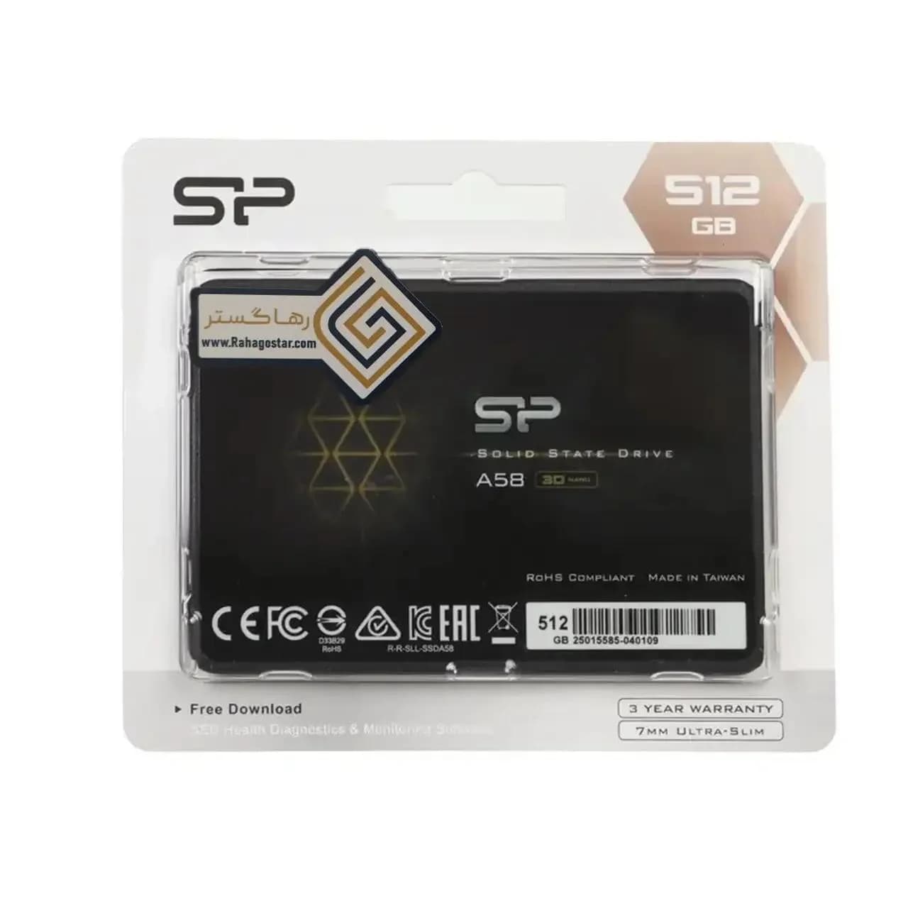 هارد Silicon Power SSD مدل A58 ظرفیت 512GB – مشکی (گارانتی GSM سرویس رهاگستر)