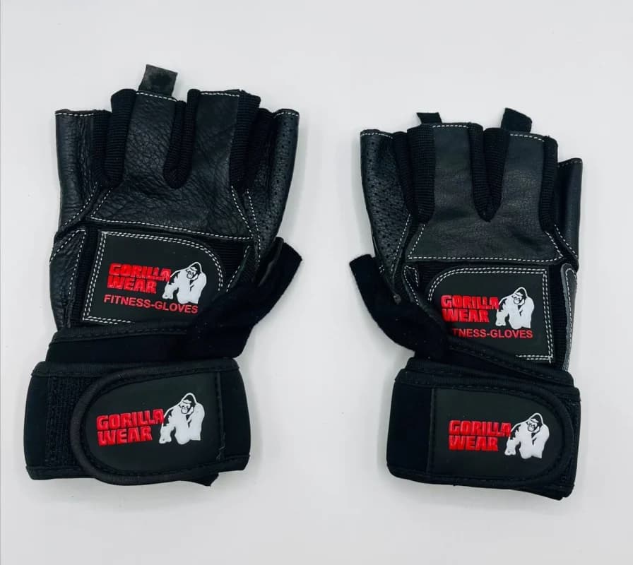 دستکش بدنسازی نیمه انگشتی مچ بند دار GORILLA WEAR – ترکیبی از چرم و پارچه