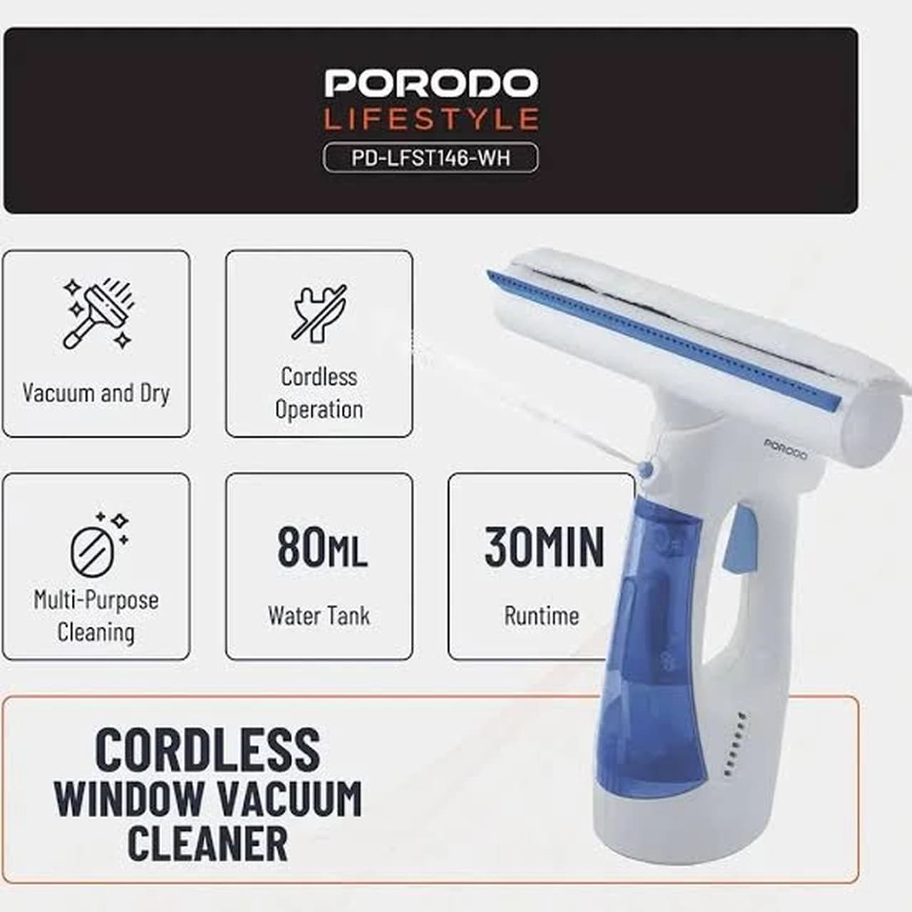 شیشه پاک کن پورودو Porodo مدل PDLFST146WH شارژی — تصویر ۱۲