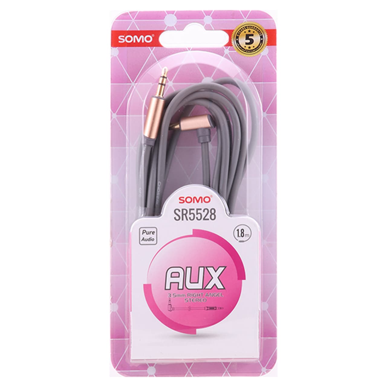 کابل AUX انتقال صدا 3.5 میلی متری سومو SR5528 طول 1.8 متر
