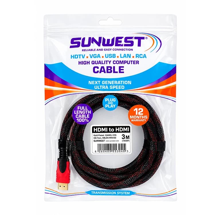 کابل 3 متری HDMI برند SUNWEST — تصویر ۳
