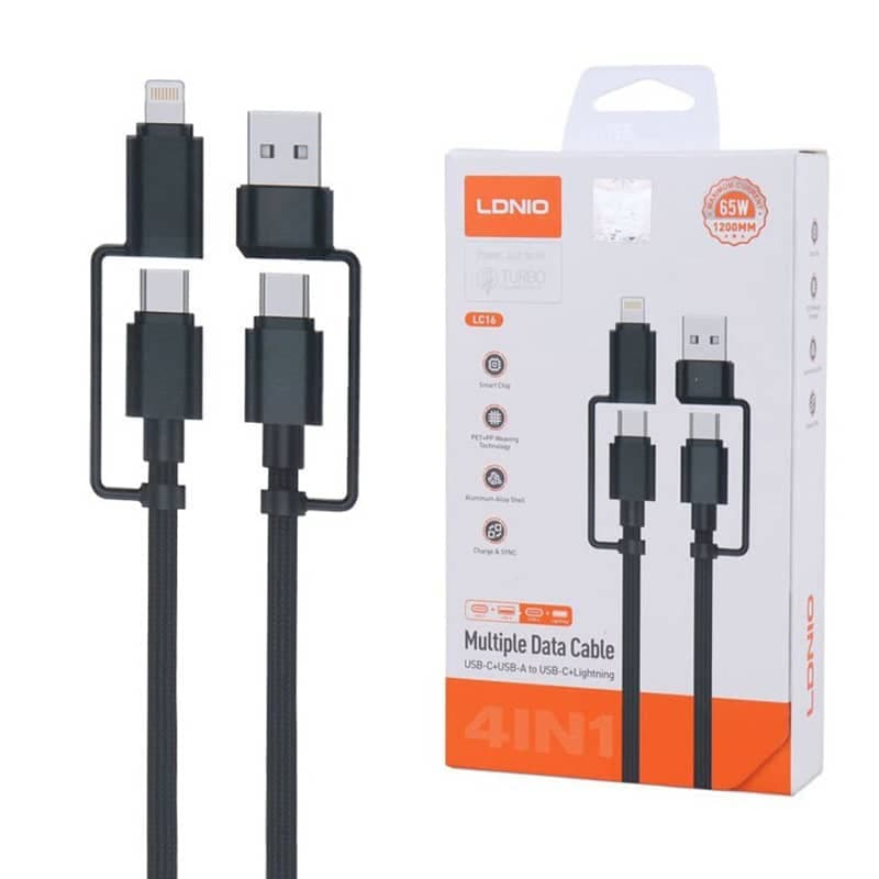 کابل توربو شارژ دو سر تایپ سی LDNIO LC-16C 65W