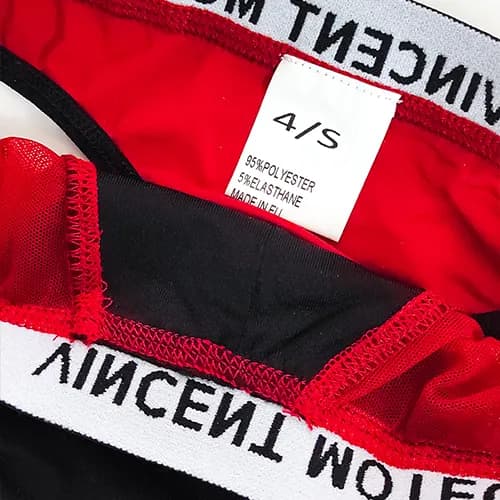 شورت مردانه لامبادا اورجینال Vincent Motega بیکینی فانتزی حریر قرمز مشکی — تصویر ۷