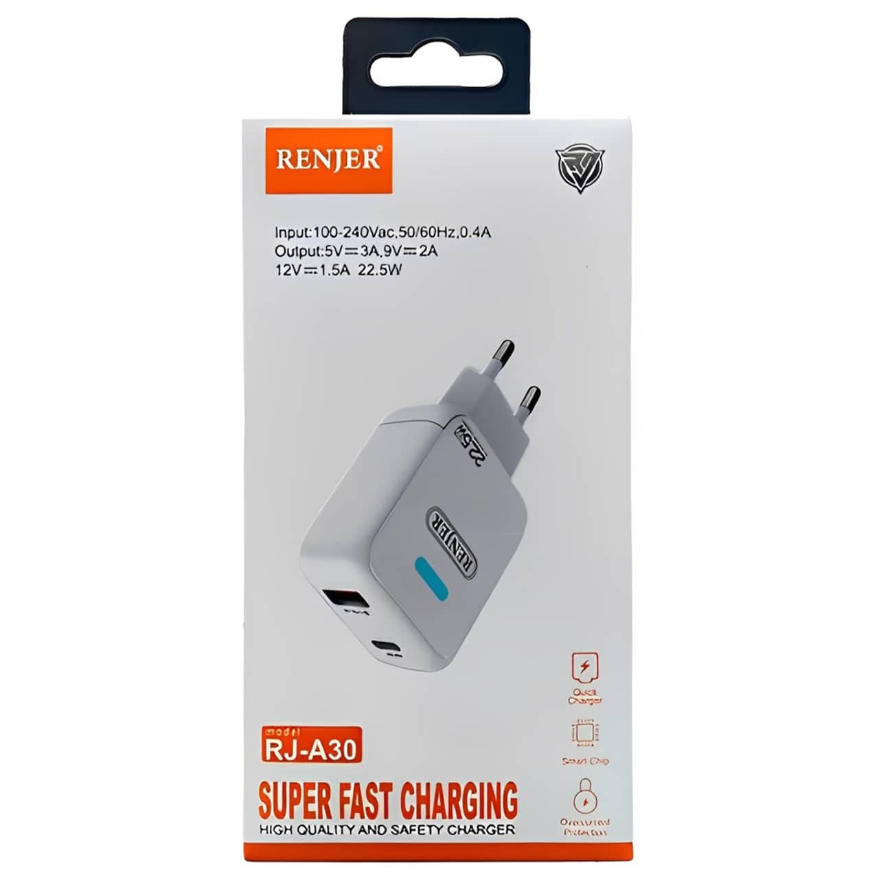 شارژر سوپرفست 22.5 وات رنجر RENJER RJ-A30